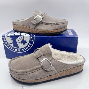 Birkenstock Buckley Shearling Clogs Flat Stone Coin Suede EU 39 Women US 8- 8.5